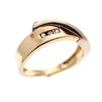 Bicolor gouden ring met diamant (witgoud, geelgoud), Handtassen en Accessoires, Ringen, Gebruikt, Ophalen of Verzenden, 17 tot 18