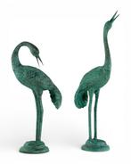 sculptuur, Pair of Graceful Cranes - 60 cm - Brons
