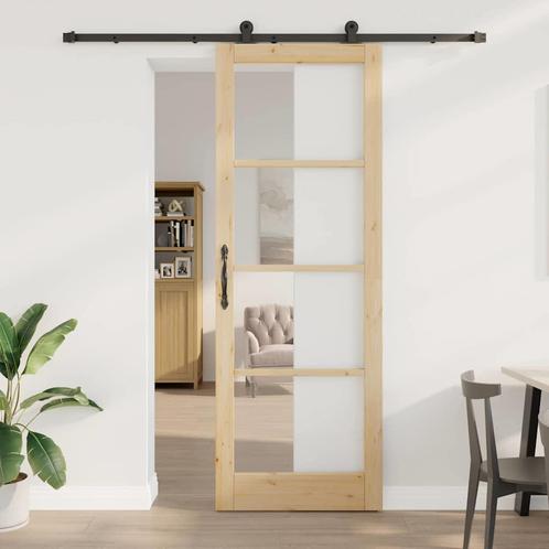 vidaXL Schuifdeur ORKDAL Bruin 83 x 232 cm Hout en metaal, Doe-het-zelf en Bouw, Deuren en Vliegenramen, Nieuw, Verzenden