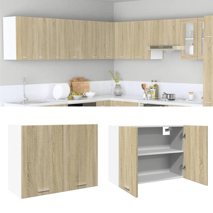 vidaXL Hangkast Lyon 80x31x60 cm bewerkt hout sonoma, Huis en Inrichting, Kasten | Overige, Nieuw, Verzenden