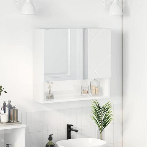 vidaXL Spiegelkast Hoogglans wit 59 x 17 x 55 cm Bewerkt, Huis en Inrichting, Tafels | Kaptafels, Nieuw, Verzenden