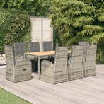vidaXL 9-delige Tuinset met kussens poly rattan grijs, Tuin en Terras, Tuinsets en Loungesets, Verzenden, Nieuw, Tuinset