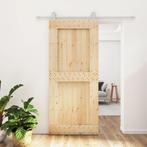 vidaXL Schuifdeur met beslag 90x210 cm massief grenenhout, Doe-het-zelf en Bouw, Deuren en Vliegenramen, Verzenden, Nieuw