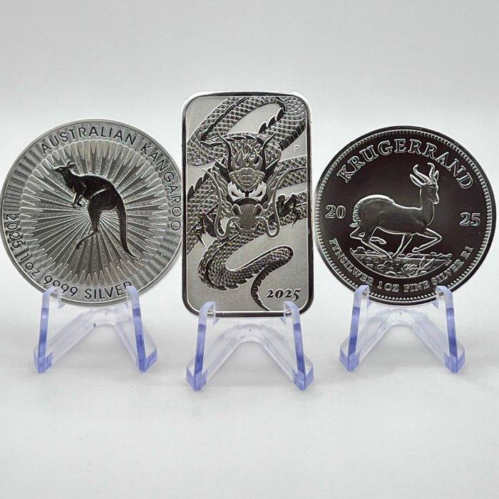 globaal. 2025 – Set of 3 × 1 oz Silver Coins – Dragon, Postzegels en Munten, Munten | Europa | Niet-Euromunten
