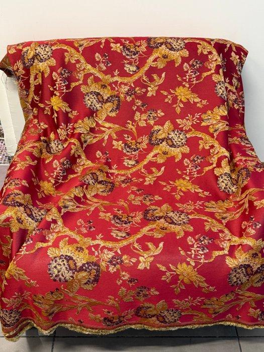 Lampasso-stof in Imperial Rood Zijde – Historische elegantie, Antiek en Kunst, Antiek | Tapijten, Tafelkleden en Textiel