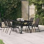 vidaXL Table de jardin Noir 140x70x70 cm Acier et verre, Tuin en Terras, Tuinsets en Loungesets, Verzenden