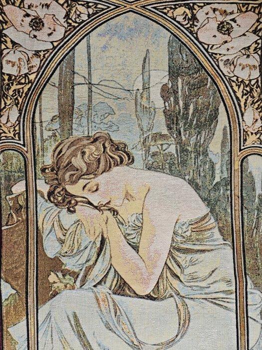 Arazzo Alfons Mucha LA NUIT - Art Nouveau - Wandtapijt -, Antiek en Kunst, Curiosa en Brocante