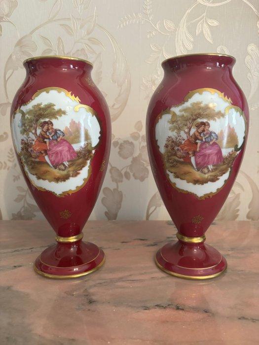 Limoges - Vaas (2) - Keramiek - Paar vazen uit Limoges, Antiek en Kunst, Antiek | Glaswerk en Kristal