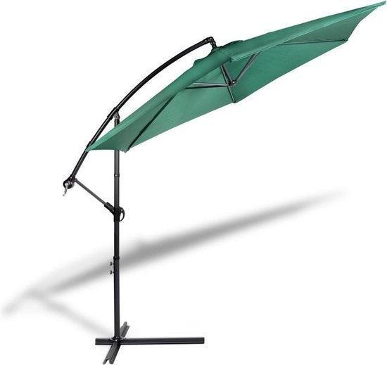 2dekans | 909 OUTDOOR Hangende parasol in donkergroen 2.5 m, Tuin en Terras, Tuinsets en Loungesets, Ophalen of Verzenden