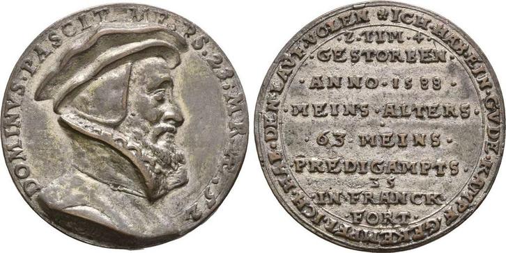 Medaille 1588 Frankfurt: (MuntenenBankbiljetten-Penningen), Postzegels en Munten, Penningen en Medailles, Verzenden