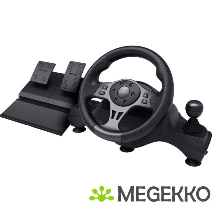 Trust GXT 289 Movi Zwart USB Stuur + Pedalen, Games en Spelcomputers, Spelcomputers | Overige, Nieuw, Verzenden