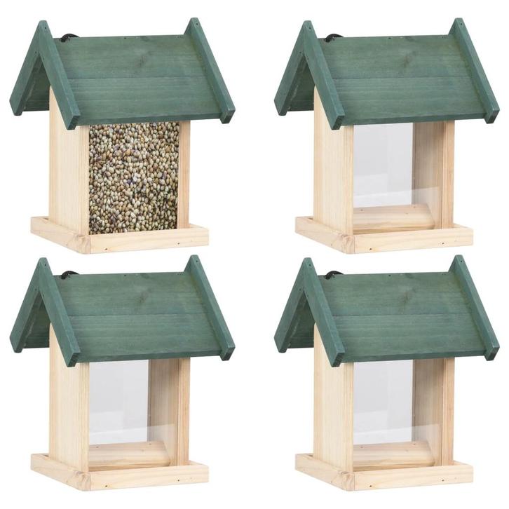 vidaXL Vogelvoeders 4 st vurenhout, Dieren en Toebehoren, Vogels | Toebehoren, Nieuw, Verzenden