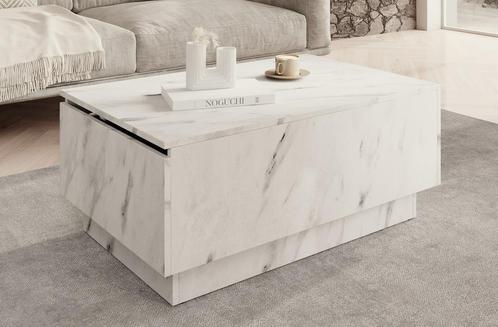 Meubella | salontafel rechthoekig wit marmerlook - klep 90cm, Huis en Inrichting, Tafels | Salontafels, Nieuw, 50 tot 100 cm, Minder dan 50 cm