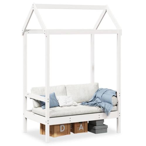 vidaXL Bank met dak 117,5x70x176,5 cm massief grenenhout wit, Huis en Inrichting, Overige Huis en Inrichting, Nieuw, Verzenden