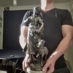 L & F Moreau - Sculpture, Herderin met schaap - 47 cm -, Antiek en Kunst
