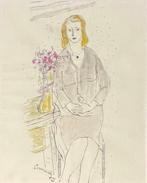 Corneille (1922-2010) - Portrait au bouquet de fleurs, Antiek en Kunst