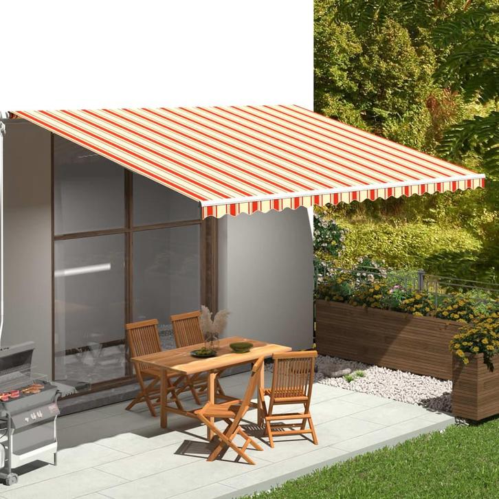 vidaXL Vervangingsdoek voor luifel 5x3,5 m geel en oranje, Tuin en Terras, Zonneschermen, Nieuw, Verzenden