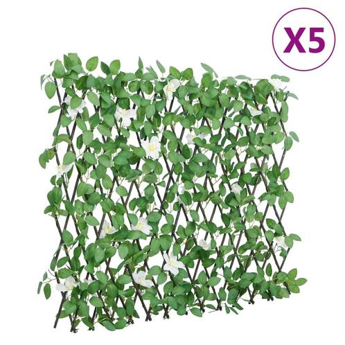 vidaXL Kunstplant klimop op latwerk 5 st uittrekbaar 186x30, Tuin en Terras, Tuinhekken en Hekwerk, Nieuw, Verzenden