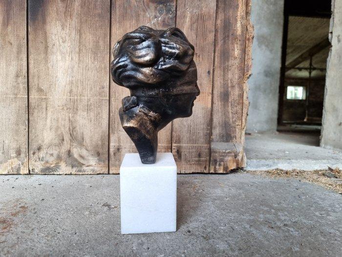 Buste, Beeldje - 29 cm - IJzer, Marmer, Antiquités & Art, Art | Objets design