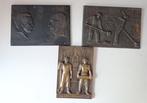 3x brons /metaal ter herdenking aan voormalig Huttenwerk,, Antiek en Kunst