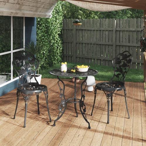 vidaXL 3-delige Bistroset gietaluminium zwart, Tuin en Terras, Tuinsets en Loungesets, Nieuw, Verzenden