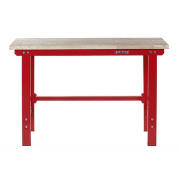 Werkbank rood 150 cm met hardhouten blad - open model, Ophalen of Verzenden