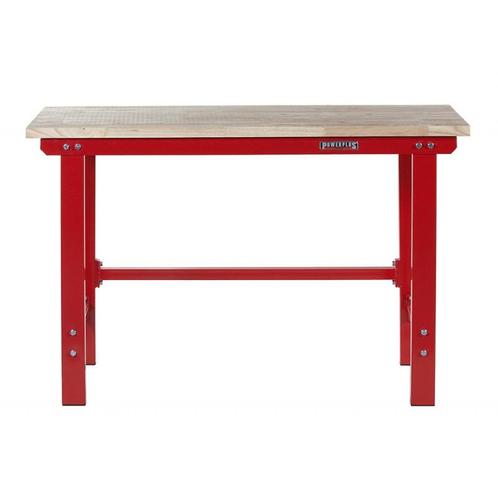 Werkbank rood 150 cm met hardhouten blad - open model, Doe-het-zelf en Bouw, Werkbanken, Ophalen of Verzenden