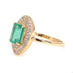 Trouwring - 14 karaat Geel goud - 1.22ct. tw. Smaragd -