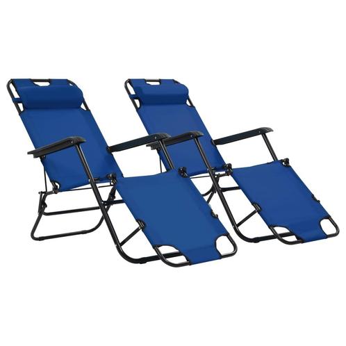 vidaXL Chaises longues pliables 2 pcs avec repose-pied, Tuin en Terras, Ligbedden, Verzenden