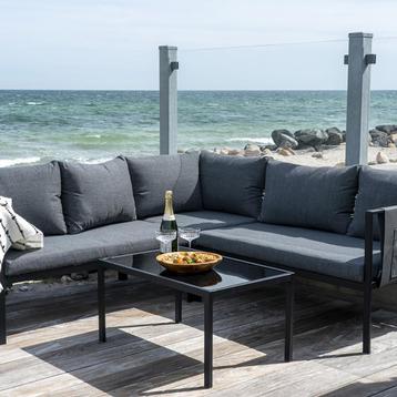 Loungeset donkergrijs 2 delig | Hoek loungeset | 35% korting beschikbaar voor biedingen