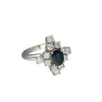 Bague - 18 carats Or blanc Saphir - Diamant