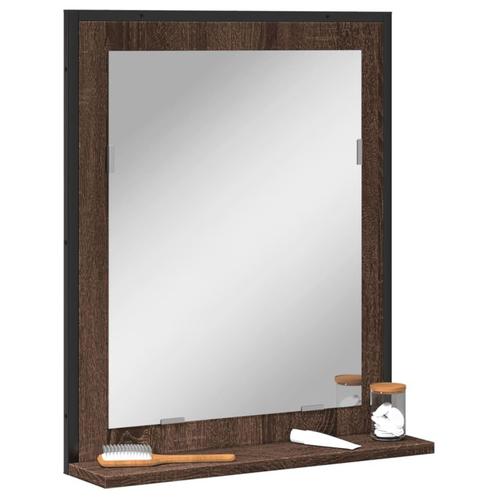 vidaXL Badkamerspiegel met schap 50x12x60 cm hout bruin, Huis en Inrichting, Tafels | Kaptafels, Nieuw, Verzenden