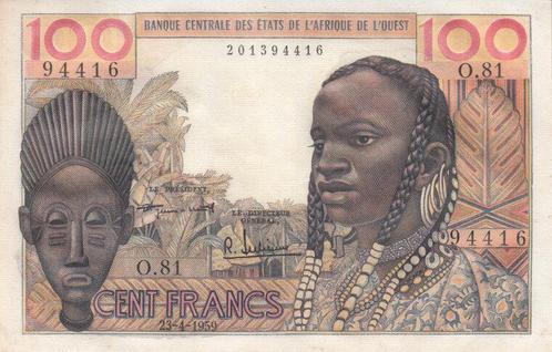 1959 Au West African States P 2a 100 Francs, Postzegels en Munten, Bankbiljetten | Europa | Niet-Eurobiljetten, België, Verzenden