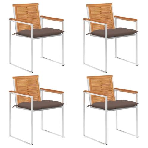 vidaXL Tuinstoelen 4 st met kussens massief acaciahout, Tuin en Terras, Tuinstoelen, Nieuw, Verzenden