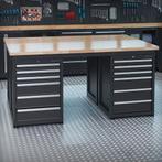 Datona Werkbank PRO - eiken werkblad - 24 lades - 200 cm -, Doe-het-zelf en Bouw, Ophalen of Verzenden, Nieuw