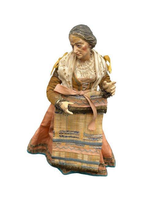 Figuur - Statuetta presepe napoletana - Terracotta, glasogen, Antiquités & Art, Art | Art non-occidental