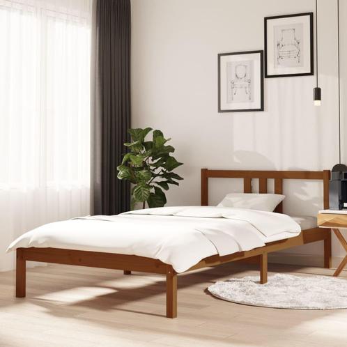 vidaXL Cadre de lit Marron miel Bois massif 100x200 cm, Maison & Meubles, Chambre à coucher | Lits, Neuf, Envoi