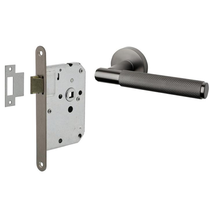 Deurbeslag set loopslot en deurklink Luxor antraciet grijs, Doe-het-zelf en Bouw, Hang- en Sluitwerk, Klink of Kruk, Nieuw, Ophalen of Verzenden