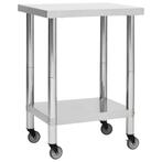 vidaXL Keukenwerktafel met wielen 60x30x85 cm roestvrij, Verzenden