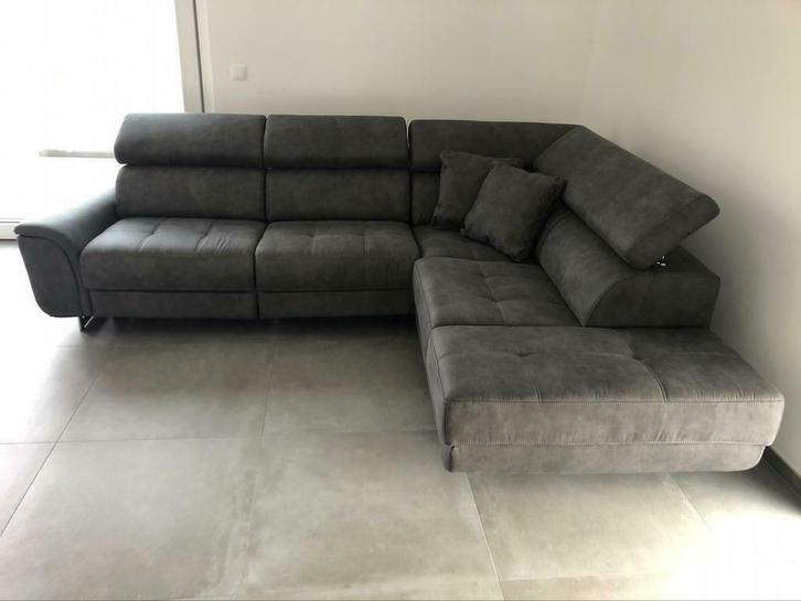 Leno, hoeksalon + relax, grijs (nieuw, A-keuze), Huis en Inrichting, Zetels | Zetels en Chaises Longues, Nieuw, Metaal, Stof