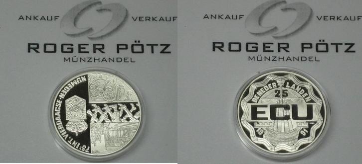 25 Ecu 1991 Nederland Stadt Nijmegen zilver Pp selten zilver, Postzegels en Munten, Munten | Europa | Niet-Euromunten, België