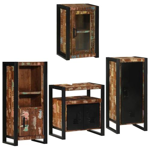 vidaXL Badkamermeubel Set 4 pcs Multikleur Massief, Huis en Inrichting, Badkamer | Badkamermeubels, Nieuw, Verzenden