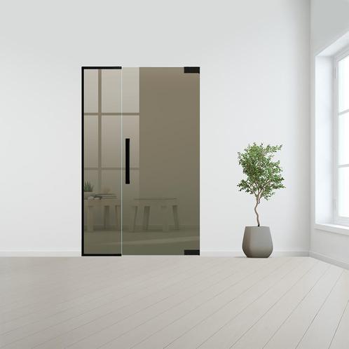 Glazen binnendeur met zijlicht zonder kozijn zwart beslag-Re, Doe-het-zelf en Bouw, Glas en Ramen, Nieuw, Verzenden