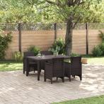 vidaXL 5-delige Tuin Eetset Bruine Poly Rattan, Tuin en Terras, Tuintafels, Verzenden, Nieuw