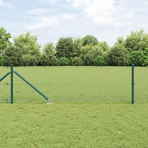 vidaXL Gelaste Draadomheining met 13 Spike Posts Groen, Tuin en Terras, Tuinhekken en Hekwerk, Nieuw, Verzenden