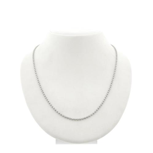 18 Krt. Witgouden bolletjes schakel ketting | 45,5 cm, Handtassen en Accessoires, Kettingen, Overige kleuren, Gebruikt, Goud, Ophalen of Verzenden