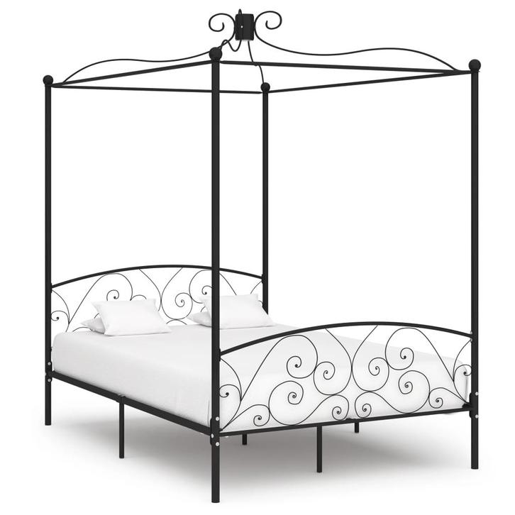 vidaXL Hemelbedframe metaal zwart 120x200 cm, Maison & Meubles, Chambre à coucher | Lits, Envoi