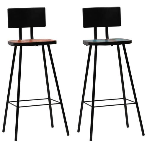 vidaXL Tabourets de bar lot de 2 bois massif de, Huis en Inrichting, Barkrukken, Verzenden