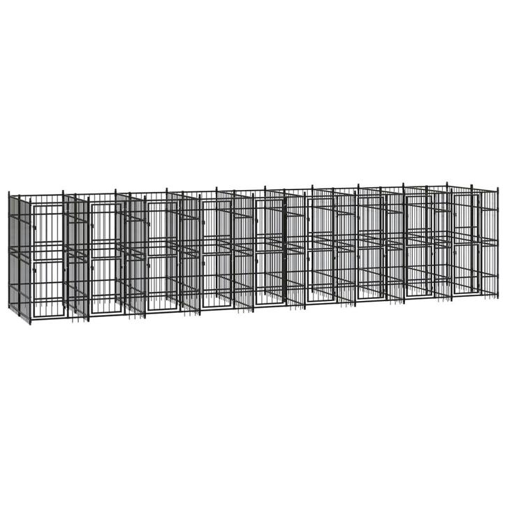 vidaXL Hondenkennel 16,59 m² staal, Dieren en Toebehoren, Hondenbenches, Nieuw, Verzenden