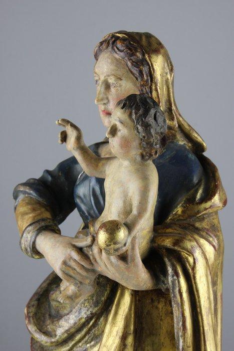 sculptuur, Baroque Madonna and Child – original polychromy, Antiek en Kunst, Kunst | Niet-Westerse kunst